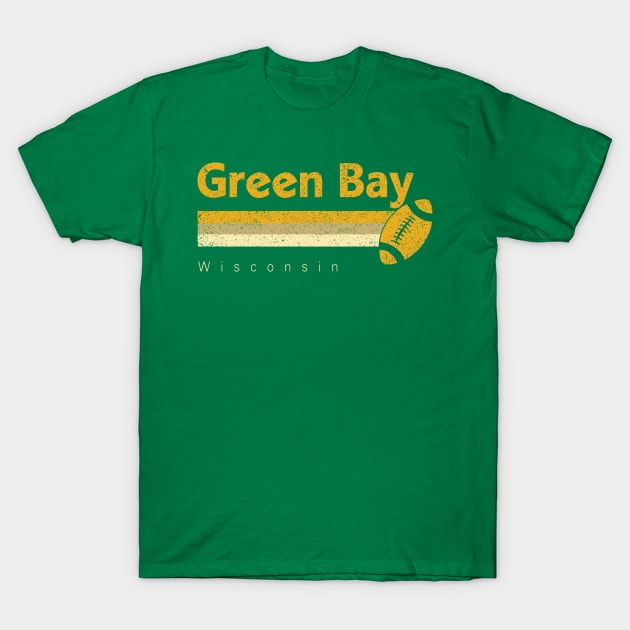 Vintage Green Bay Football Retro Wisconsin At Game Day T-Shirt by Hong Lien 